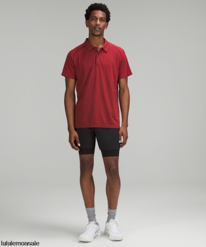 Lululemon Verkauf DELULU734 | Dunkelrotes Metal Vent Tech Poloshirt 20